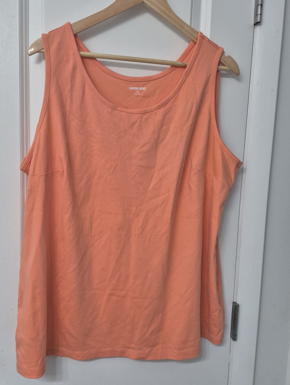 Lands End Orange Peach Tank Top Womens 3X 24-26 Scoop Neck Sleeveless Shirt